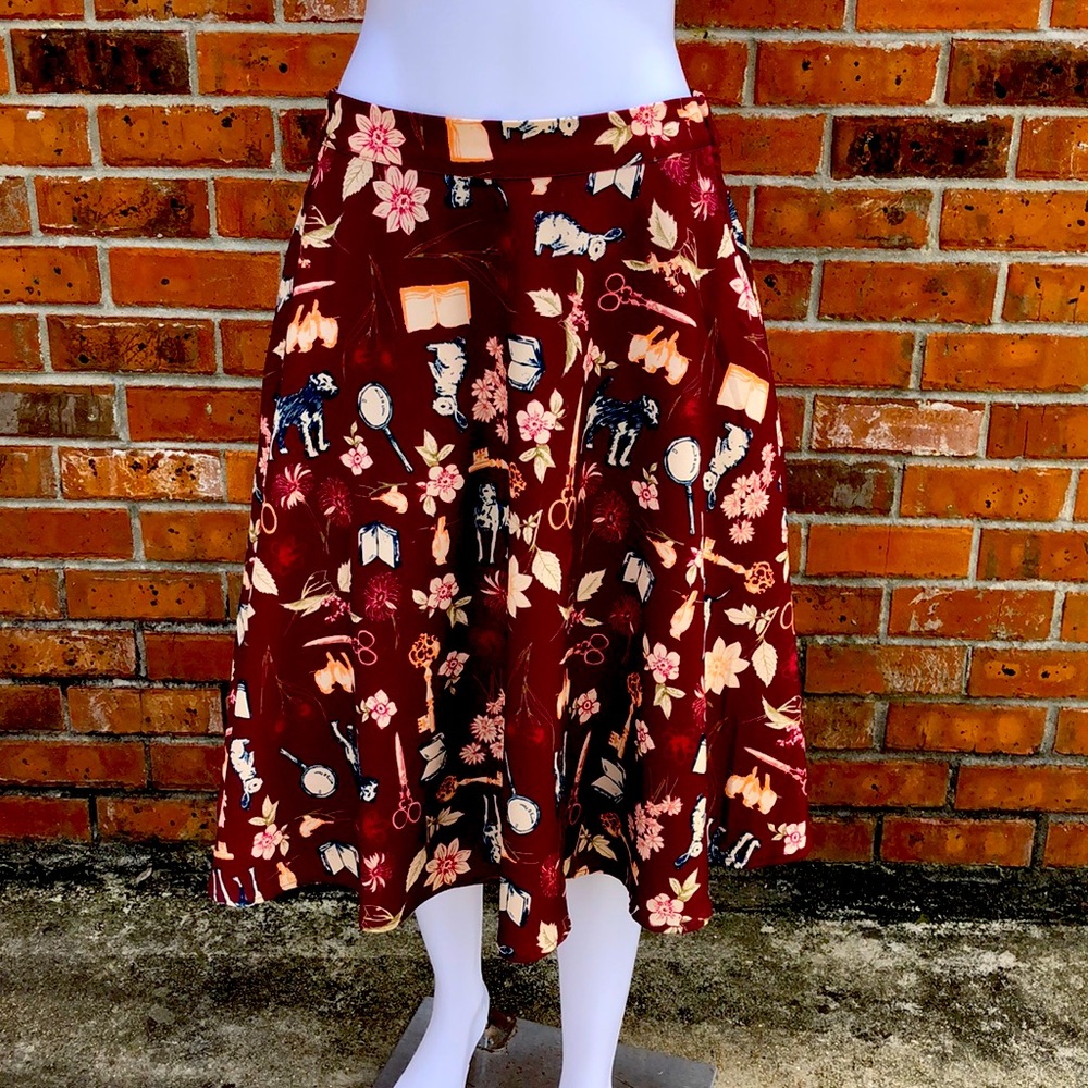 ModCloth print dog rabbit key print skirt large